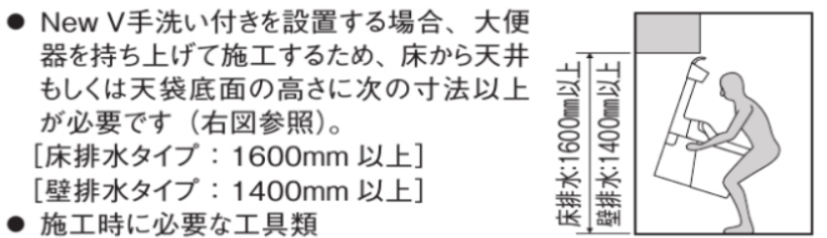 タンクありトイレ寸法の注意